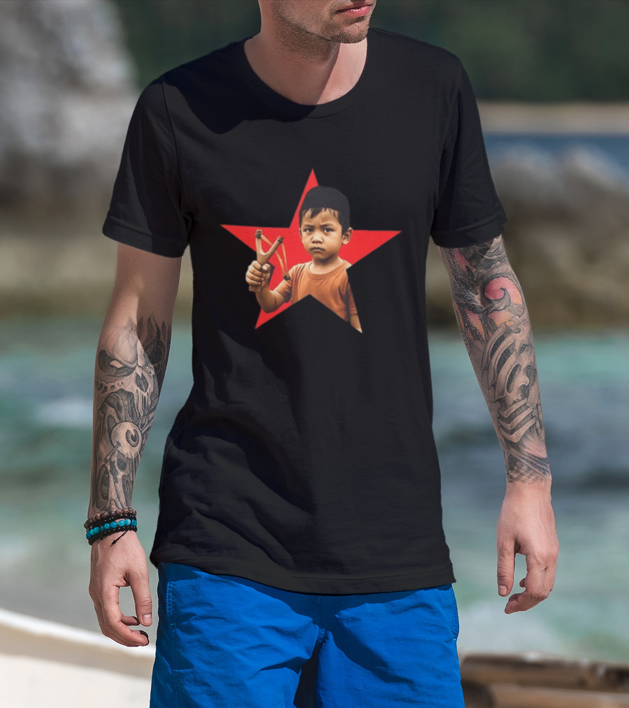 Kid Silop Goblog Anjing Loba Waduk Red Star Sling Shot 2 Sided T-Shirt
