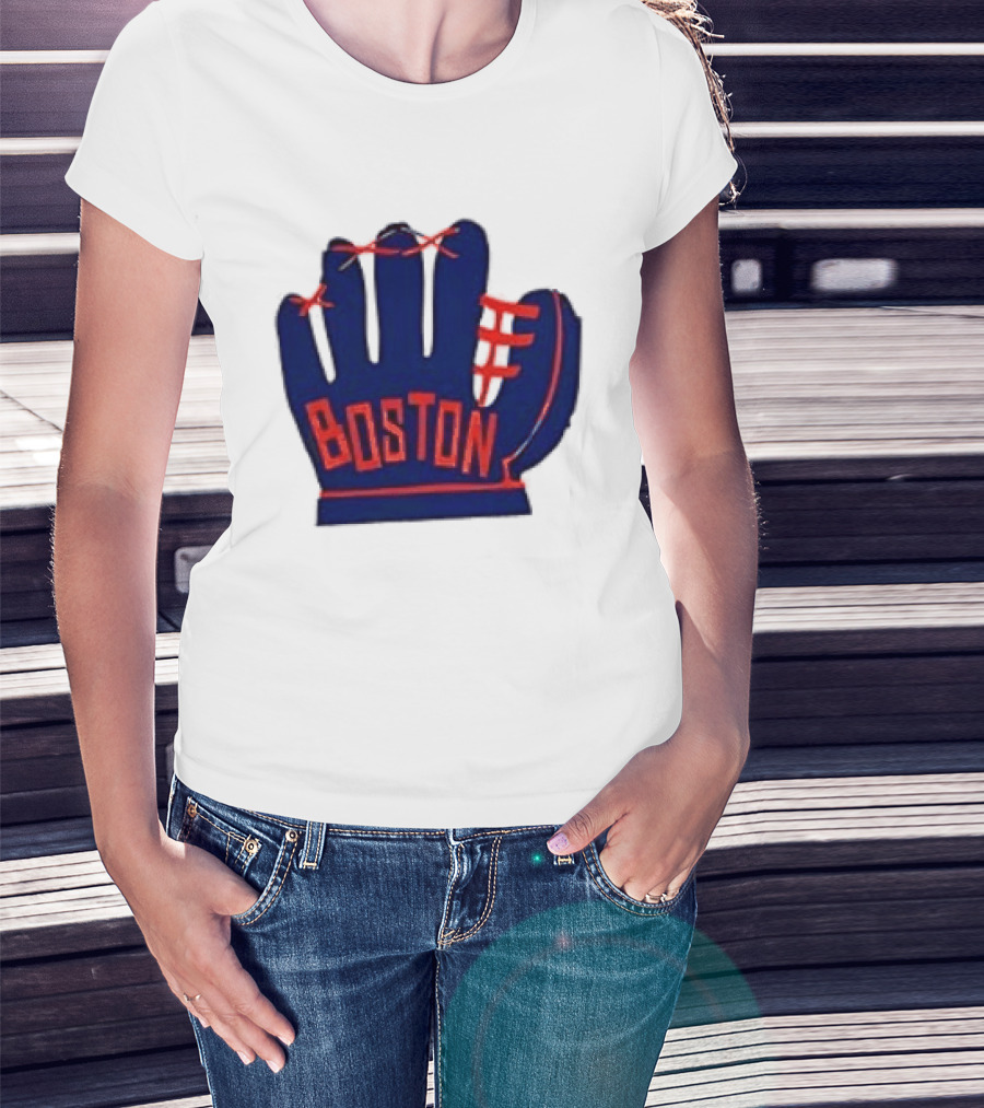 Boston Red Sox MLB Hat And Glove Baseball Club T-Shirt