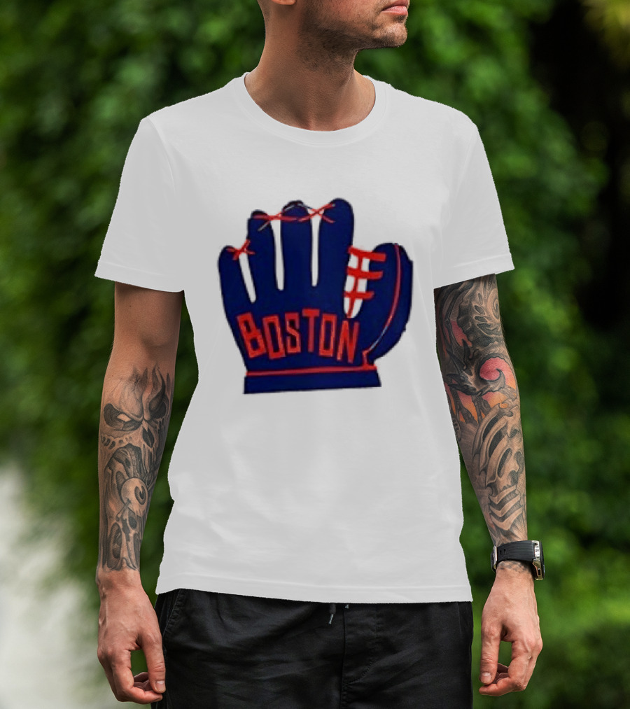 Boston Red Sox MLB Hat And Glove Baseball Club T-Shirt