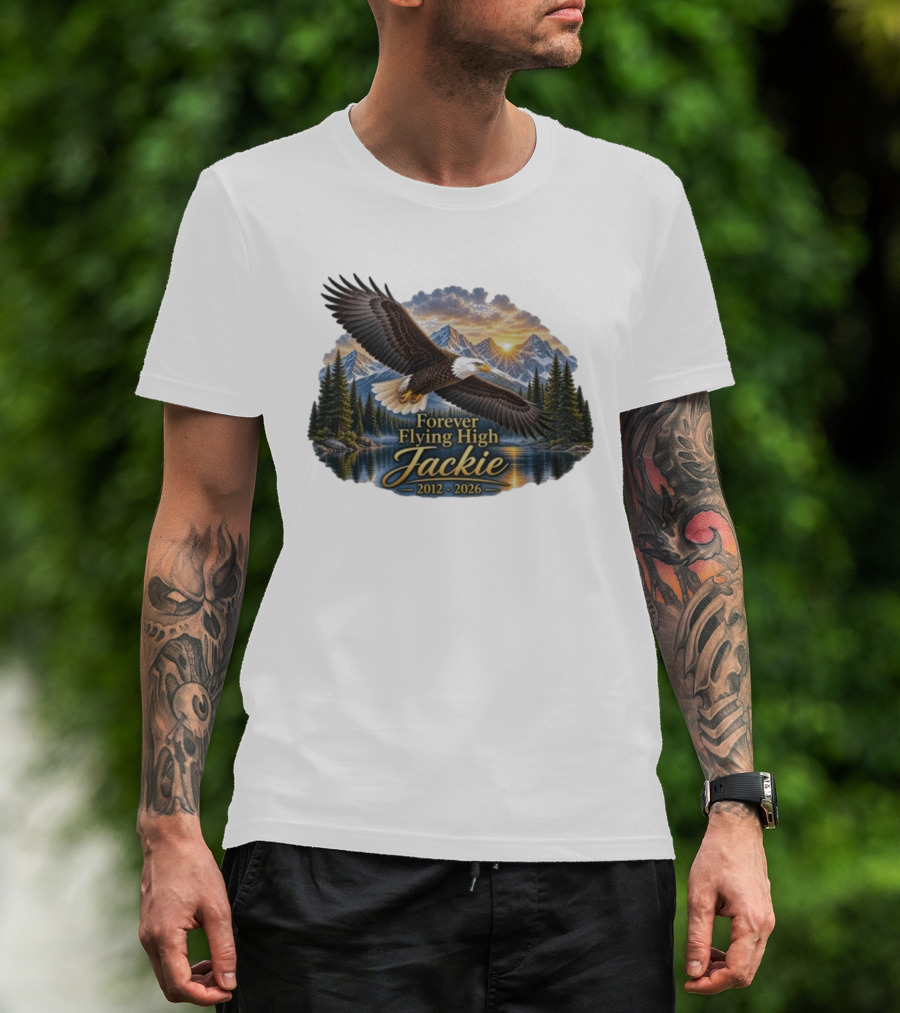 Forever Flying High Jackie Bald Eagle 2012 2026 Majestic Mountain Landscape T-Shirt