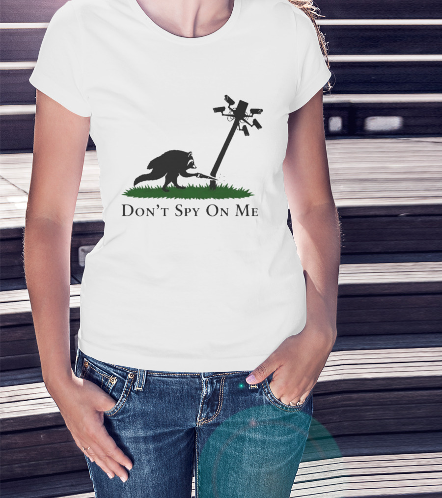 Jimothy Don't Spy On Me Raccoon Cutting Camera Pole T-Shirt