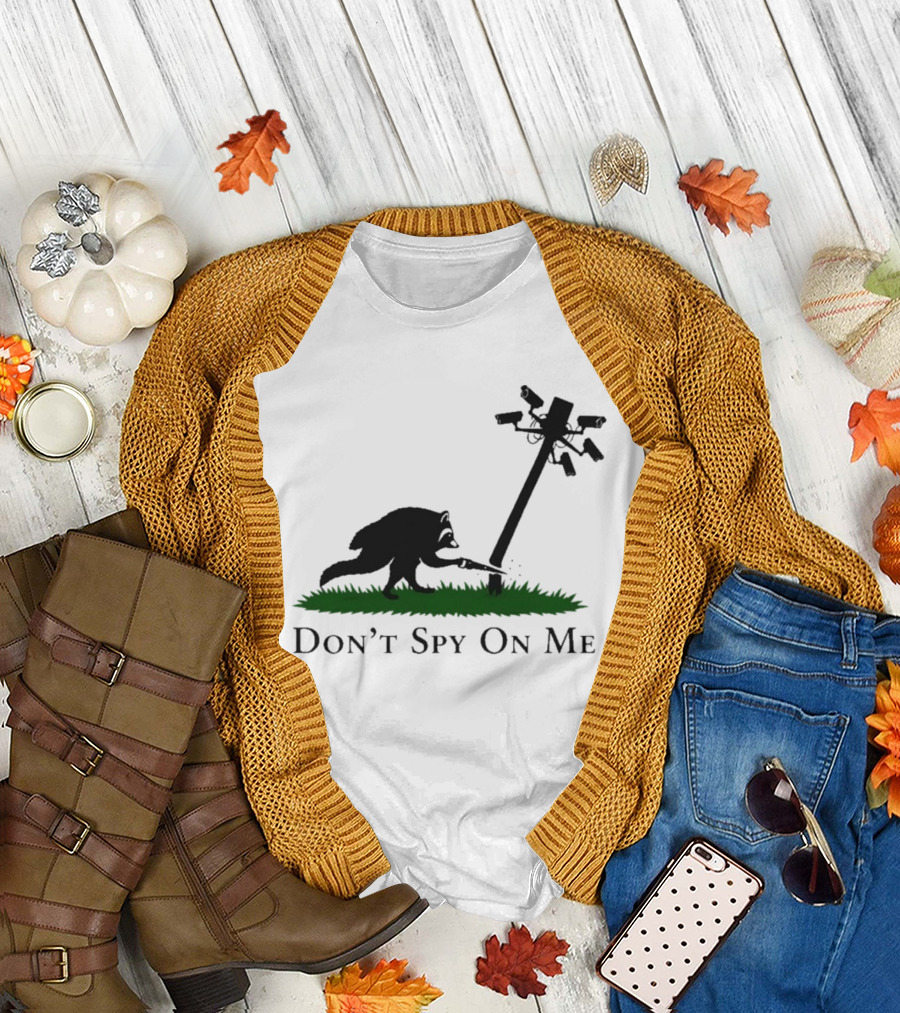 Jimothy Don't Spy On Me Raccoon Cutting Camera Pole T-Shirt