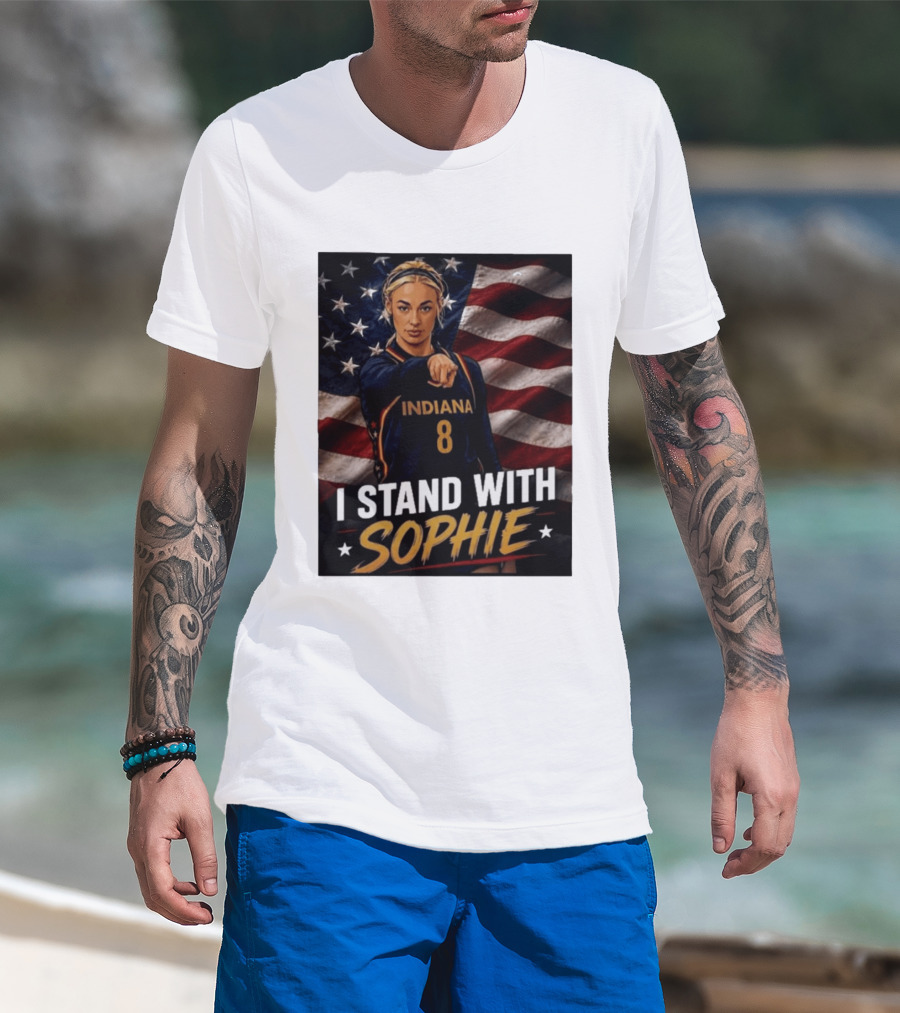 I Stand With Sophie Cunningham Indiana 8 American Flag T-Shirt