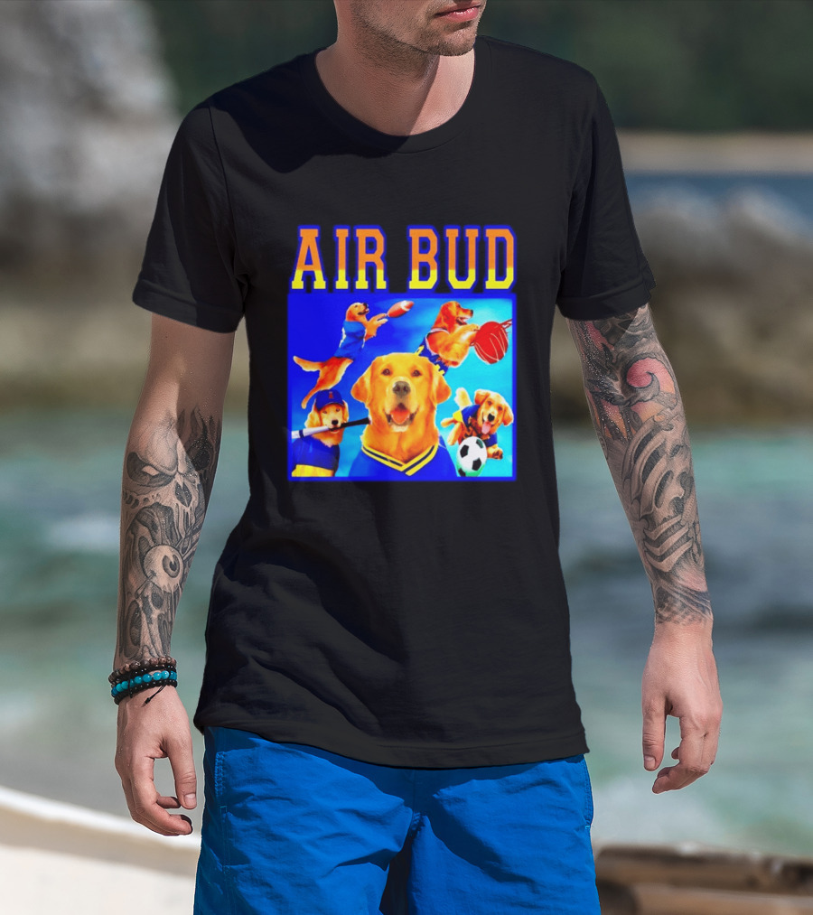 Air Bud Golden Retriever Basketball Football Soccer Sports Collage T-Shirt