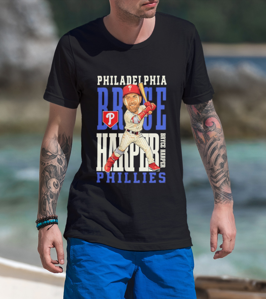 Philadelphia Phillies Bryce Harper Baseball Caricature Clash T-Shirt