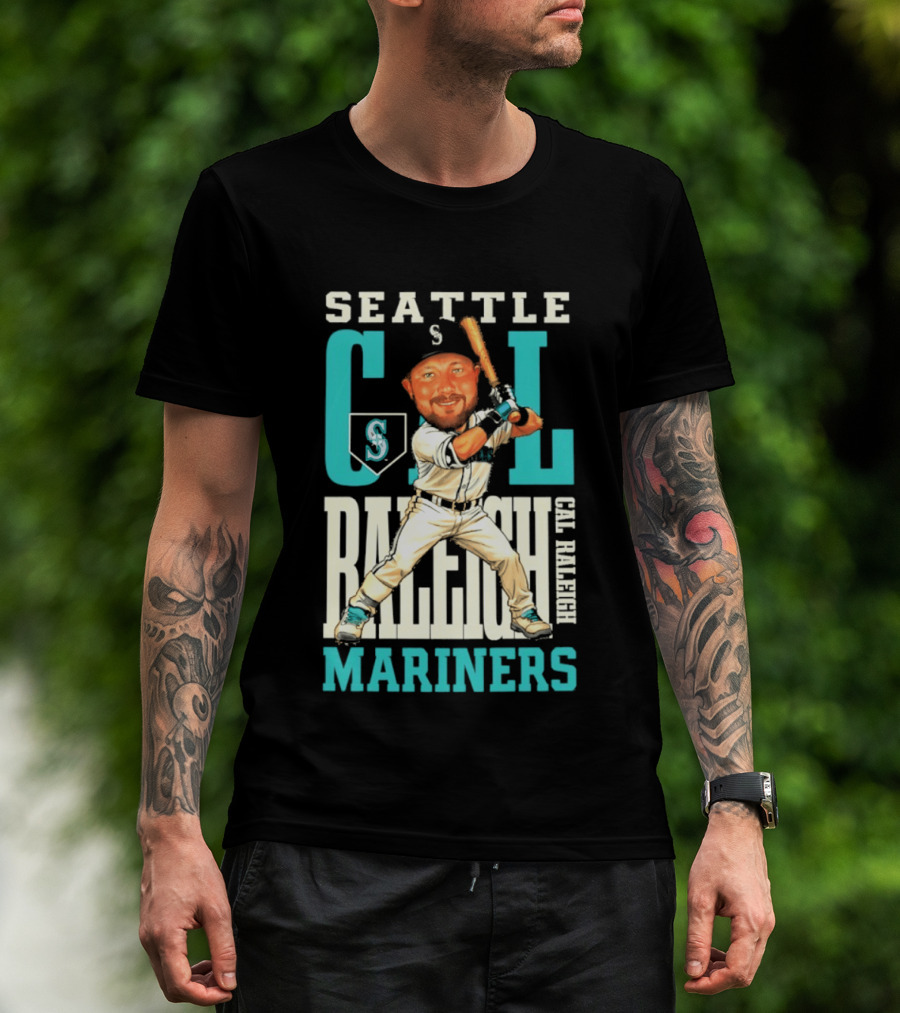 Seattle Mariners Cal Raleigh Baseball Caricature Mariners T-Shirt