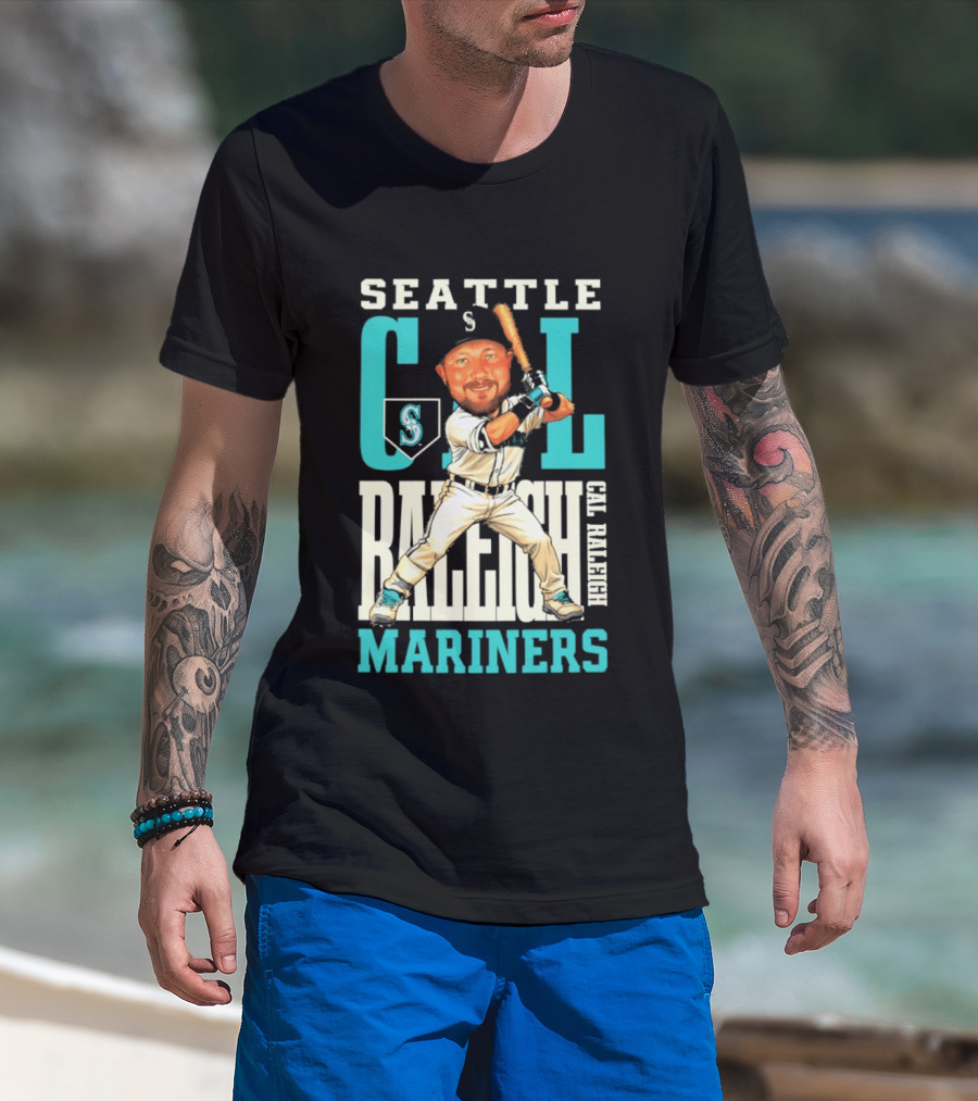 Seattle Mariners Cal Raleigh Baseball Caricature Mariners T-Shirt