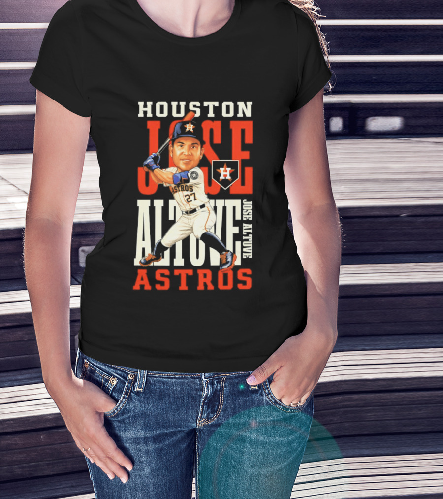 Houston Astros Jose Altuve Baseball Caricature T-Shirt
