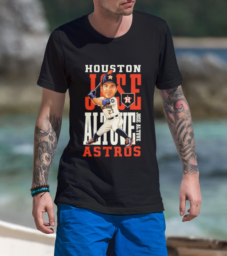 Houston Astros Jose Altuve Baseball Caricature T-Shirt