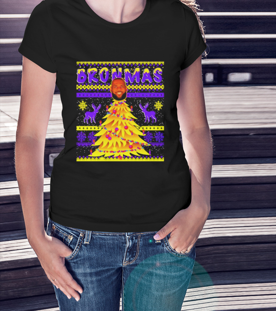 LeBron James Bronmas Christmas Tree Philadelphia 76ers Festive Reindeer T-Shirt
