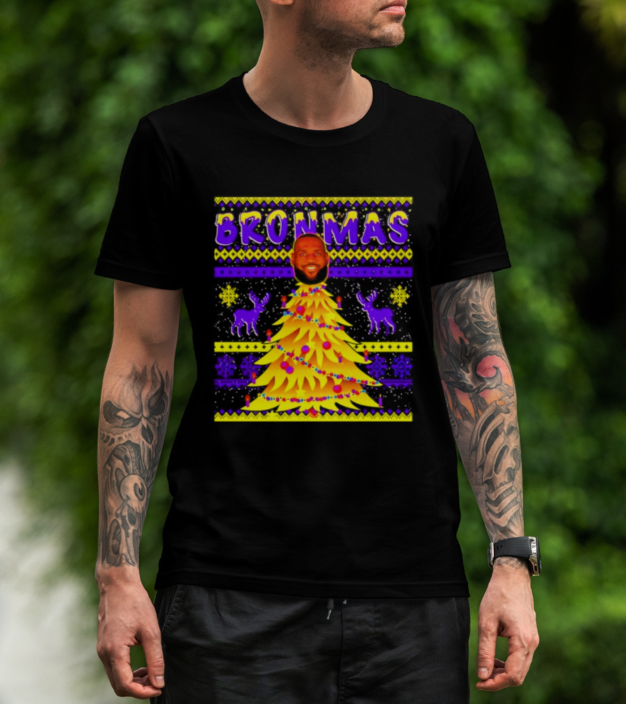 LeBron James Bronmas Christmas Tree Philadelphia 76ers Festive Reindeer T-Shirt