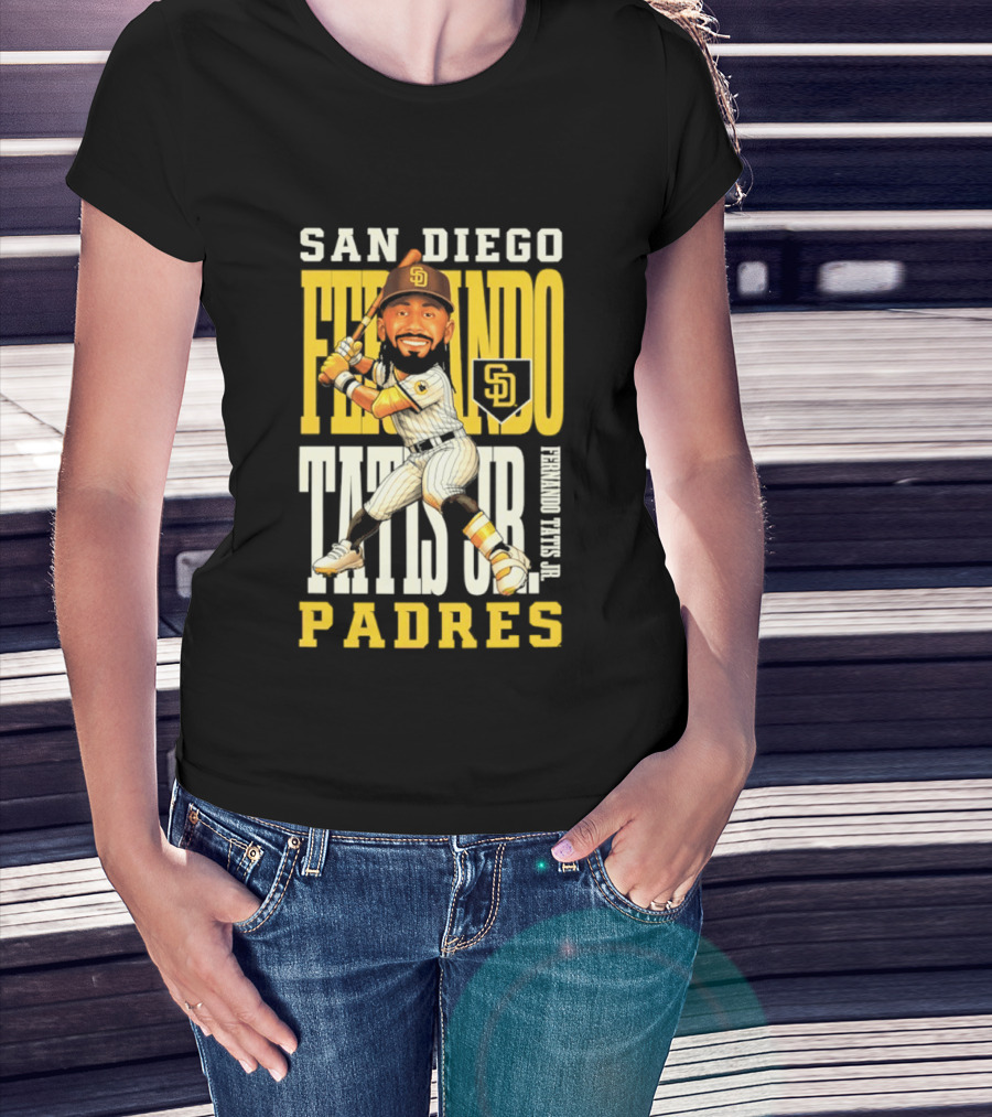 San Diego Padres Fernando Tatis Jr. Baseball Caricature SD Padres T-Shirt