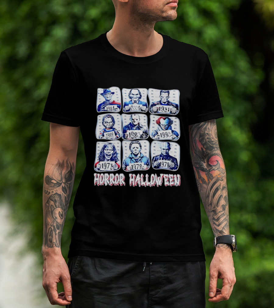 Horror Halloween Shot Characters 1973 1978 1980 1984 1988 1990 2004 Iconic Slashers T-Shirt