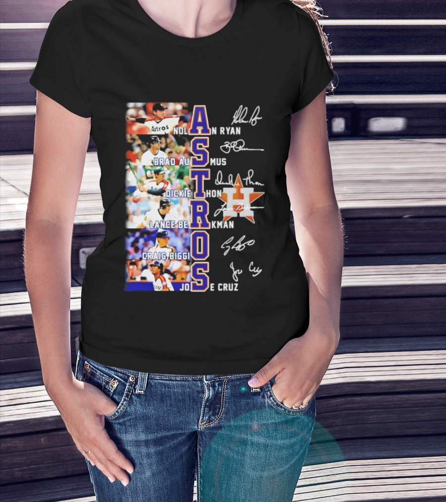 Nolan Ryan Brad Ausmus Dickie Thon Lance Berkman Craig Biggio Jose Cruz Houston Astros Baseball Legends T-Shirt
