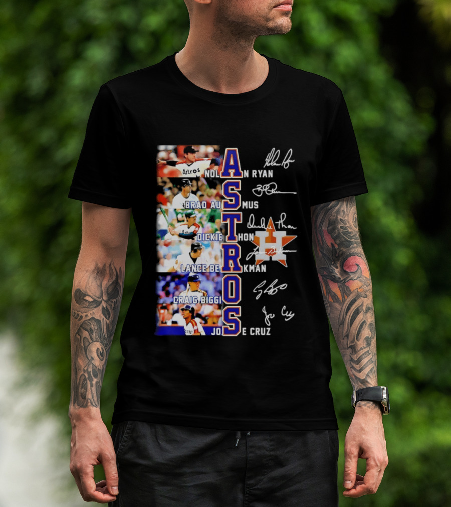Nolan Ryan Brad Ausmus Dickie Thon Lance Berkman Craig Biggio Jose Cruz Houston Astros Baseball Legends T-Shirt