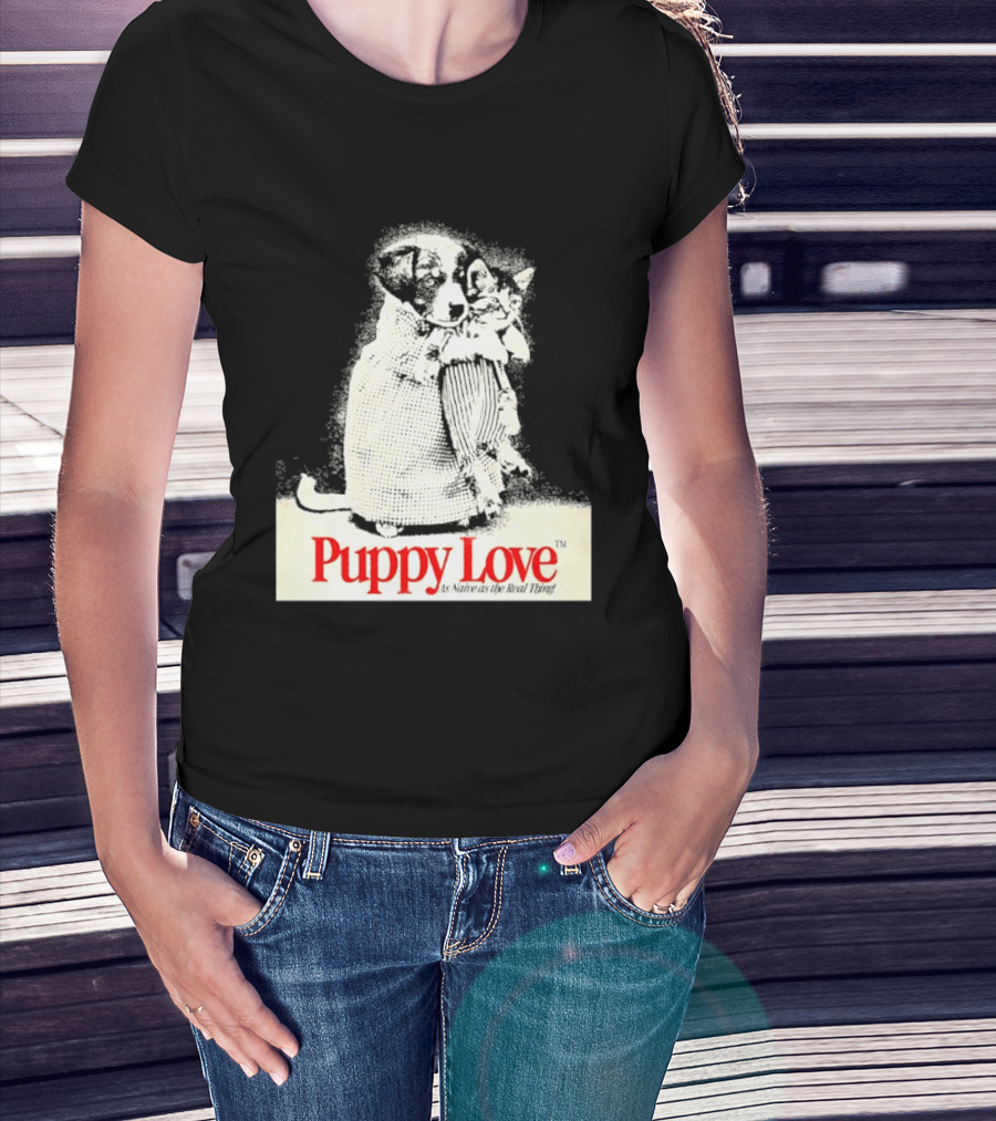 Puppy Love Naive Romance In Print T-Shirt
