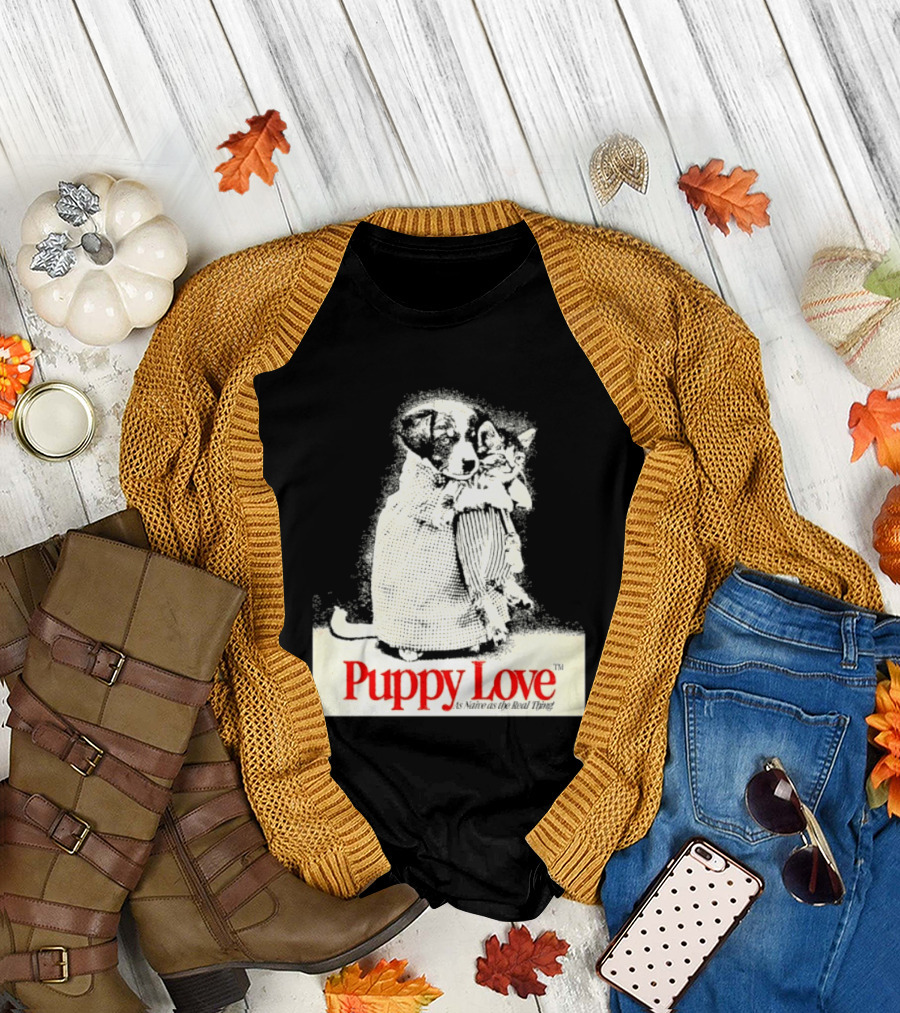 Puppy Love Naive Romance In Print T-Shirt