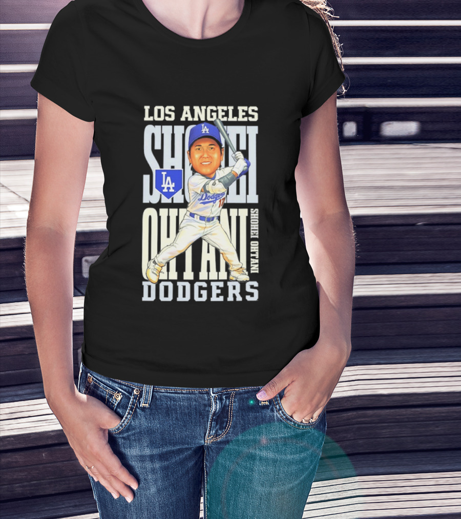 Los Angeles Dodgers Shohei Ohtani Caricature Dodgers Baseball T-Shirt