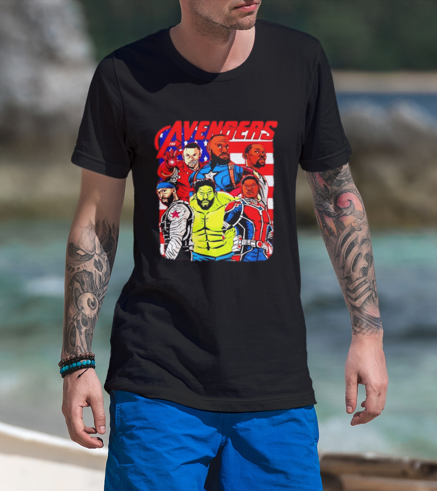 Avengers Basketball Superstars LeBron James Stephen Curry Kevin Durant Anthony Davis Hulk Ant Man T-Shirt