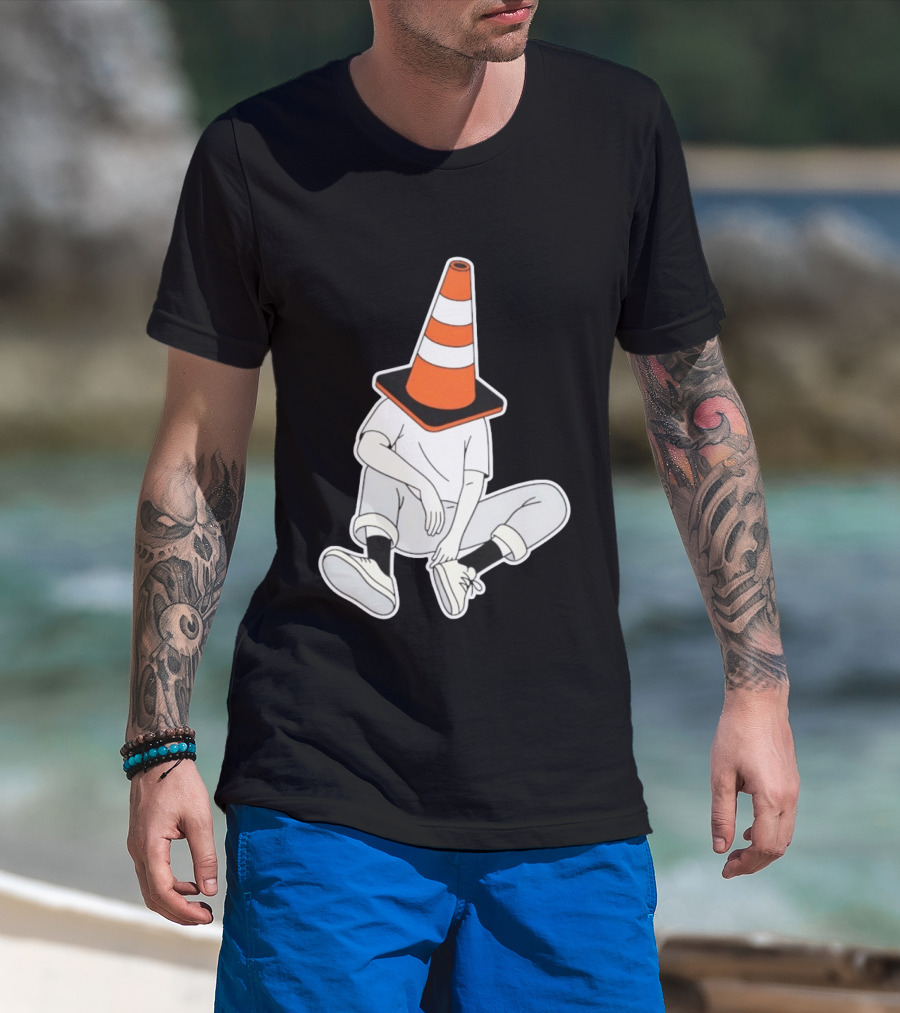 Under Construction Introvert Mode Traffic Cone Head Silent Reflection T-Shirt