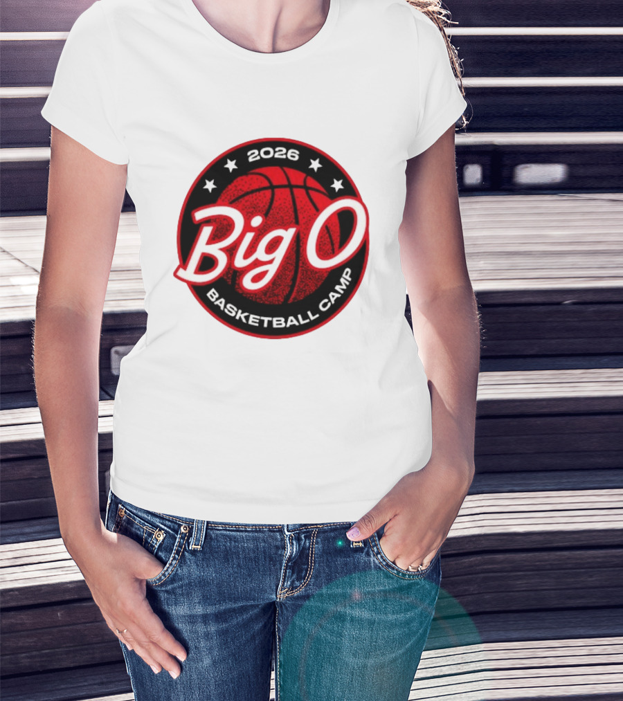 Big O Basketball Camp 2026 Red Basketball Circle Stars T-Shirt