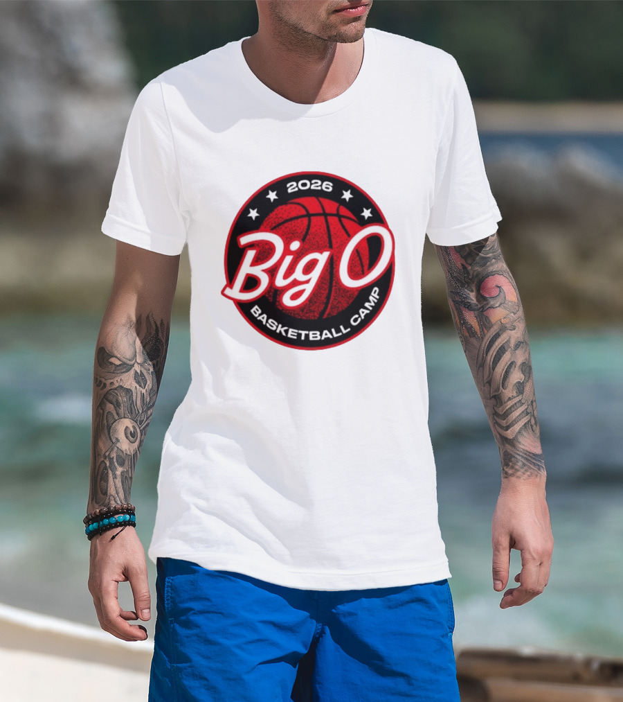 Big O Basketball Camp 2026 Red Basketball Circle Stars T-Shirt