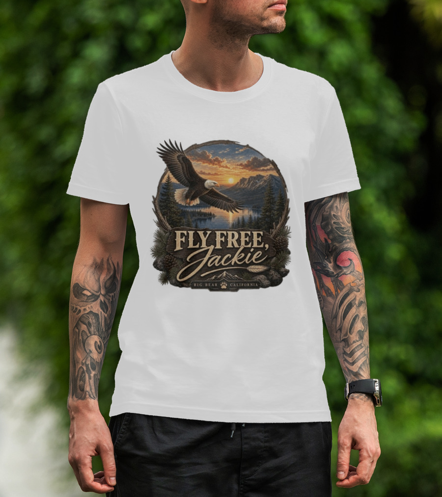 Fly Free Jackie Eagle Soaring Big Bear California Sunset T-Shirt
