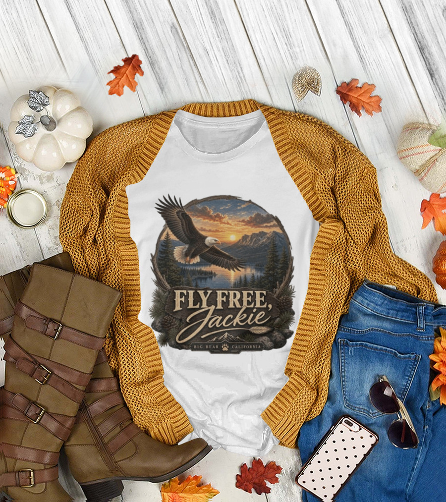 Fly Free Jackie Eagle Soaring Big Bear California Sunset T-Shirt