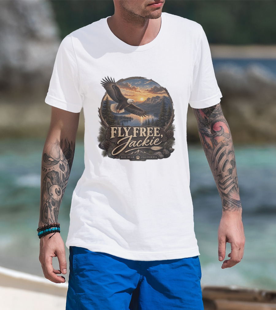 Fly Free Jackie Eagle Soaring Big Bear California Sunset T-Shirt
