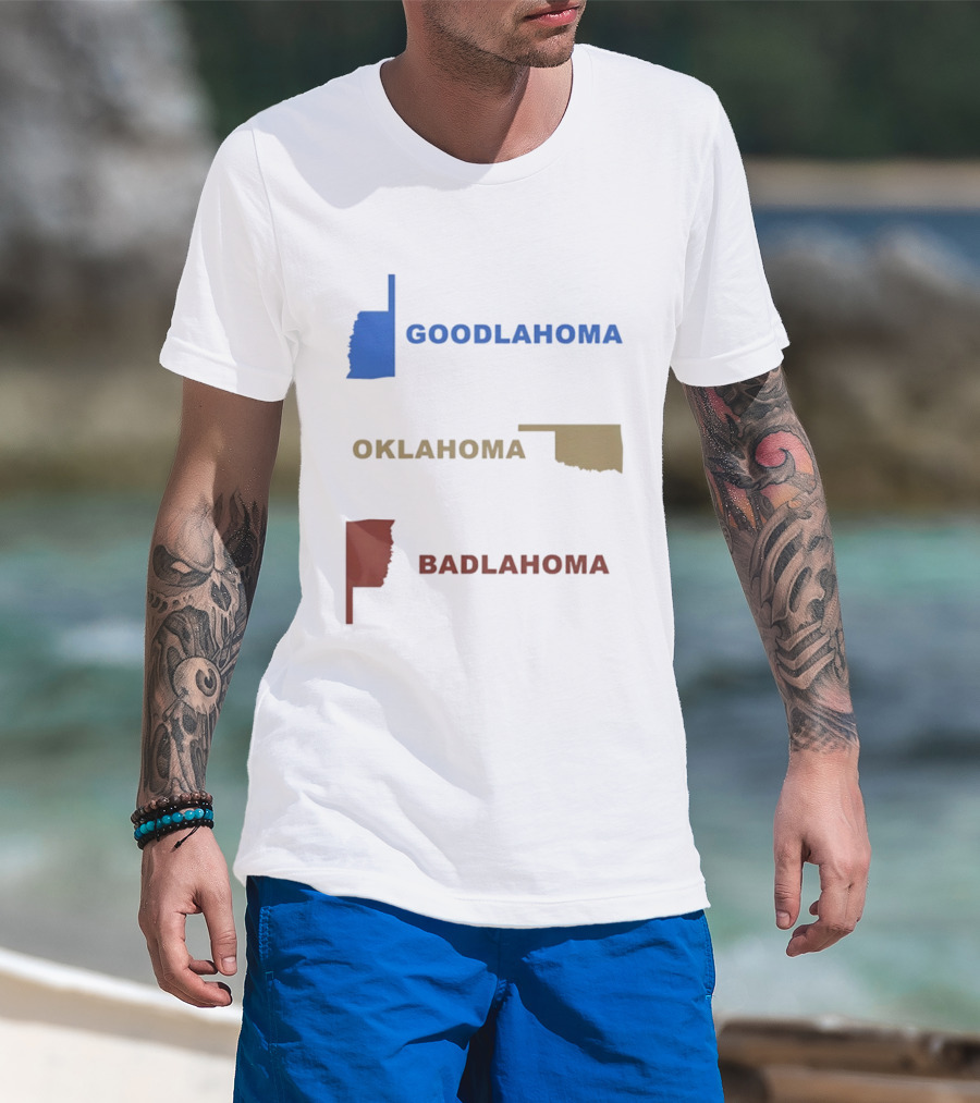 Goodlahoma Oklahoma Badlahoma Map Geography Playful Wordplay T-Shirt