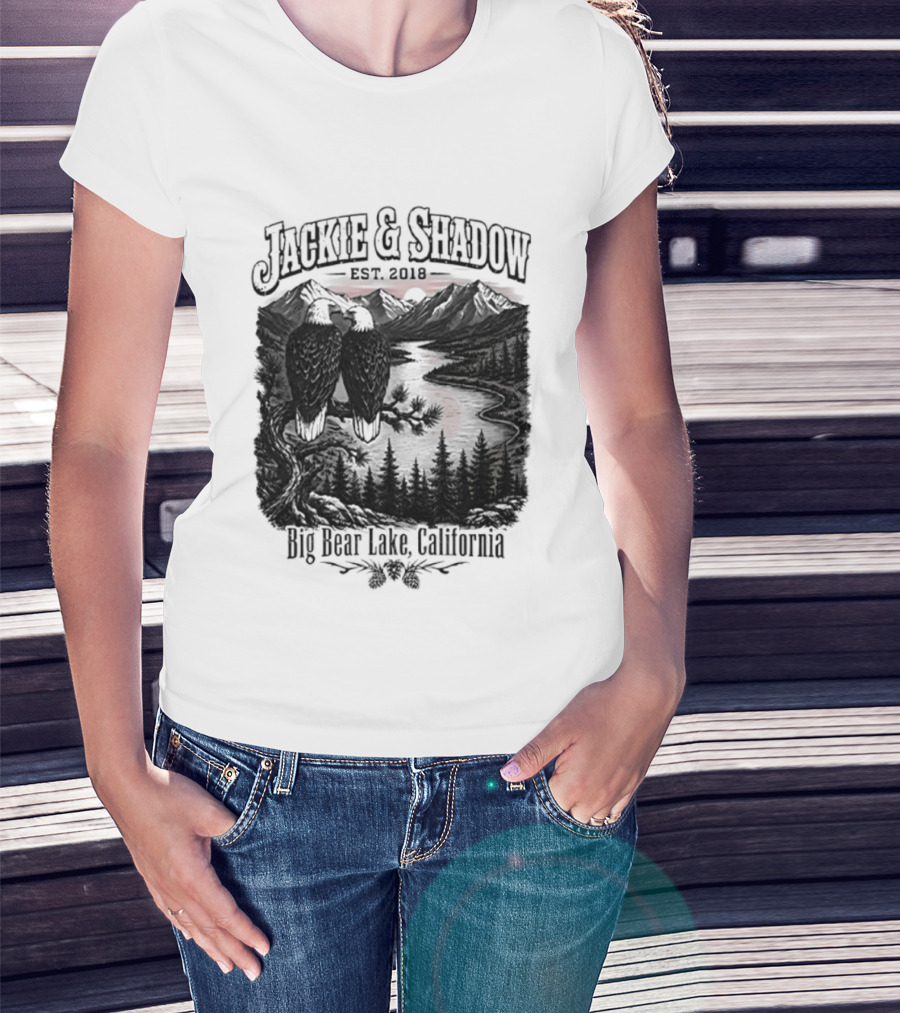 Jackie And Shadow Est 2018 Big Bear Lake California Mountain Scene T-Shirt