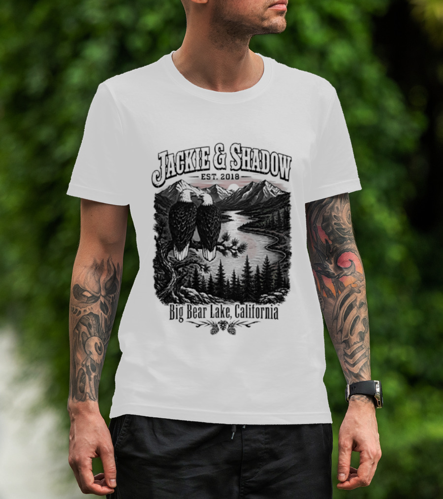 Jackie And Shadow Est 2018 Big Bear Lake California Mountain Scene T-Shirt