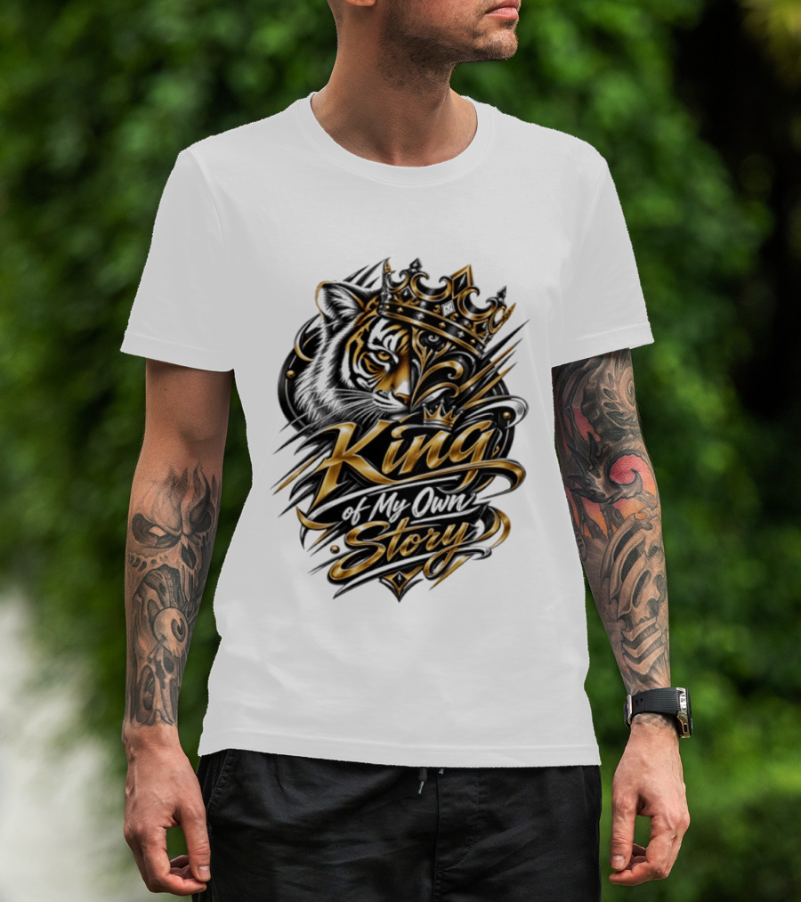 King Of My Own Story Tiger Crown Motif T-Shirt