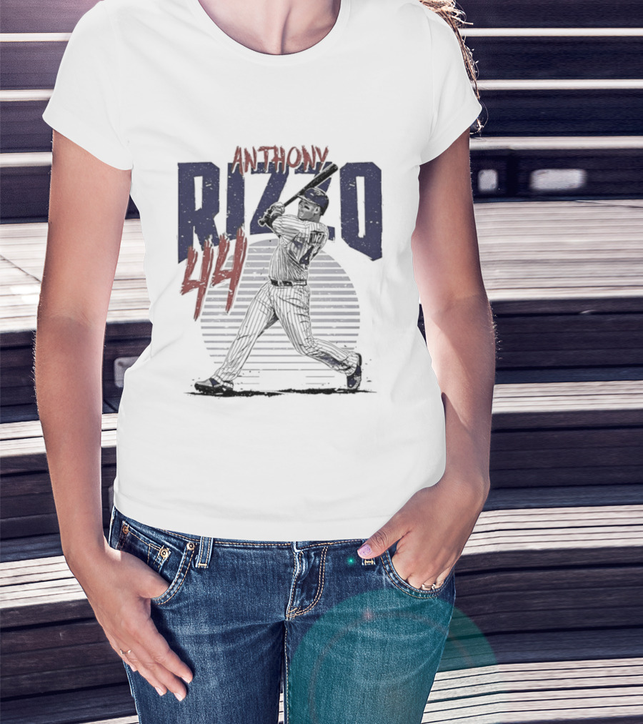 Anthony Rizzo 44 Chicago Cubs Slugger Baseball Swing T-Shirt
