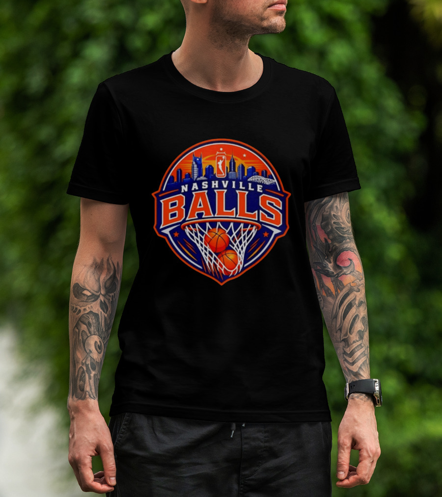 Nashville Balls Basketball Sports Skyline And Net T-Shirt
