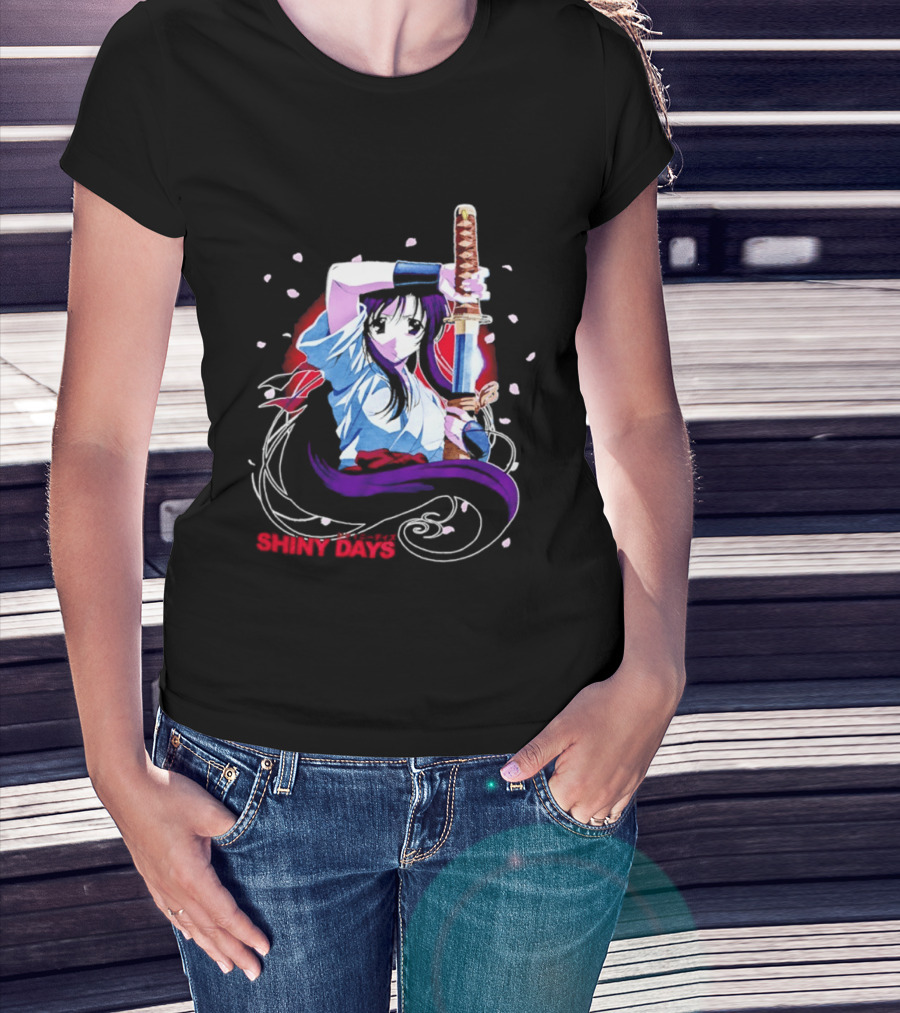 Shiny Days Anime Girl Katana Samurai T-Shirt