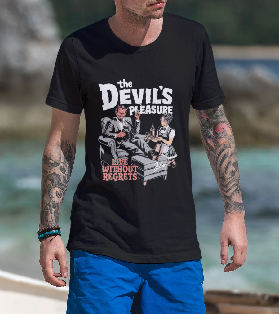 The Devil's Pleasure Live Without Regrets Vintage Lounge Scene T-Shirt