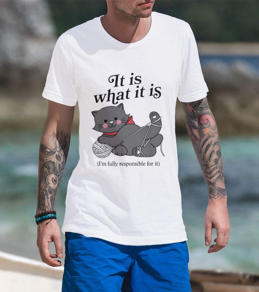It Is What It Is Playful Cat With Yarn I'm Fully Responsible For It T-Shirt