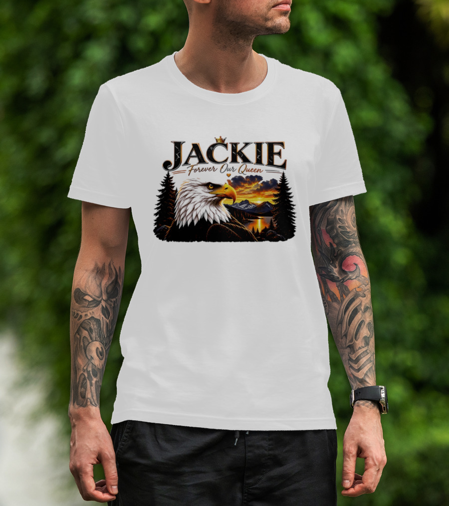 Jackie Forever Our Queen Eagle Sunset Mountain Scene T-Shirt
