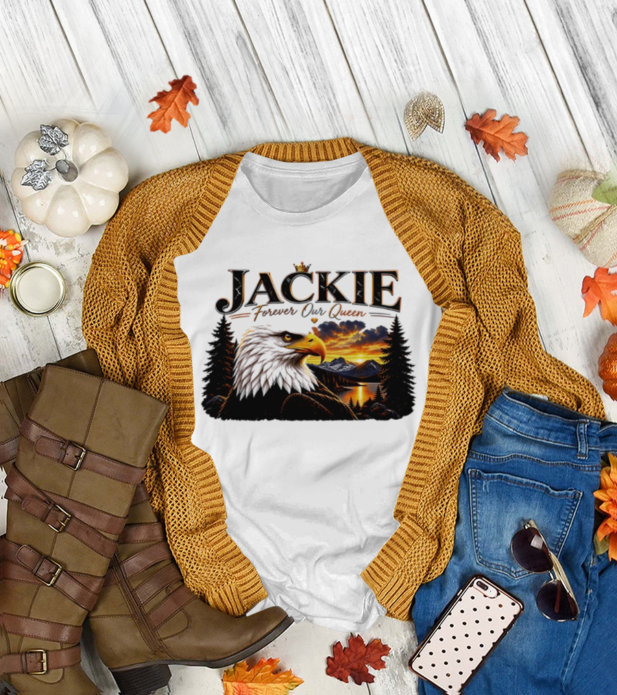 Jackie Forever Our Queen Eagle Sunset Mountain Scene T-Shirt