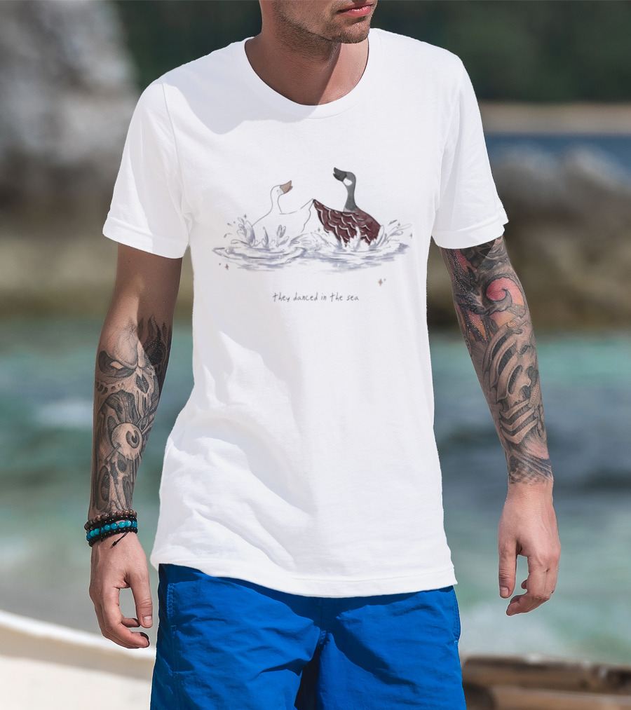 They Danced In The Sea Goose Ducks Watercolor T-Shirt