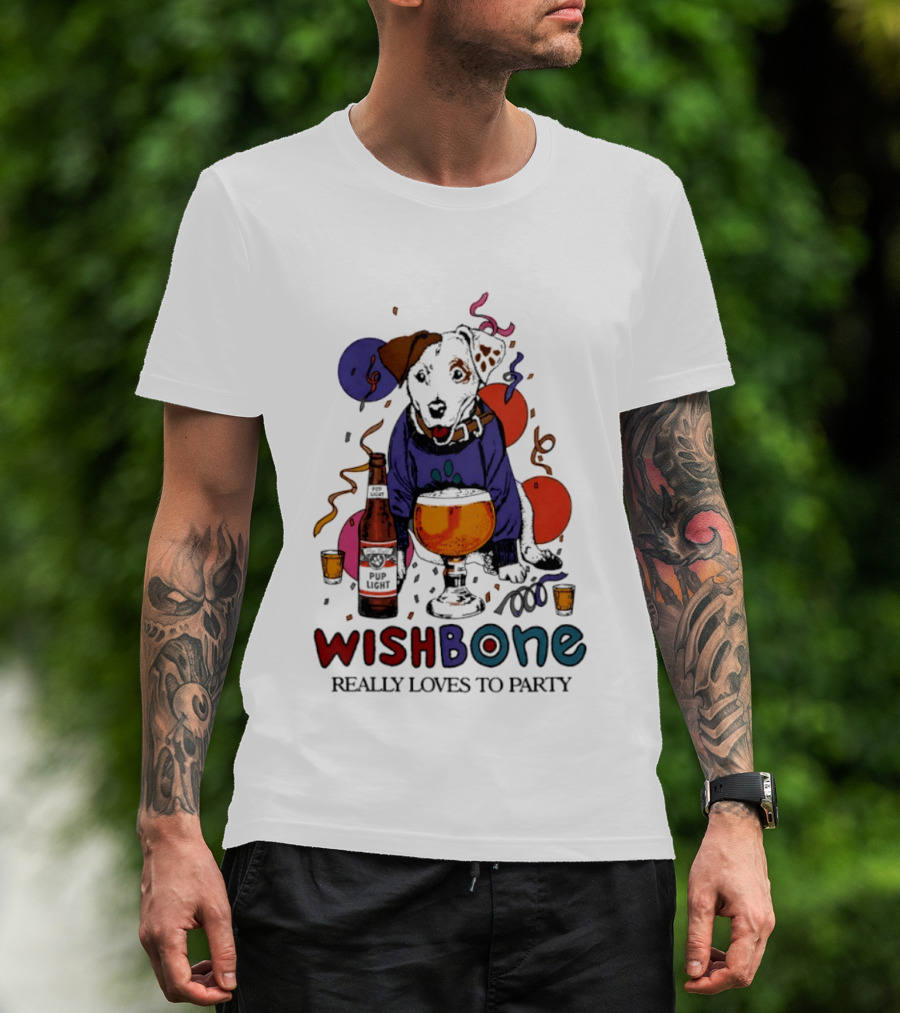 Wishbone Really Loves To Party Dog Beer Celebration T-Shirt