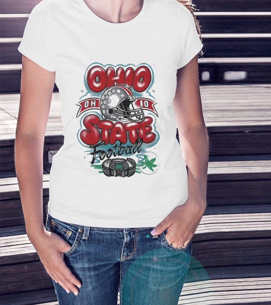 Ohio State Buckeyes Football 90s Bootleg Airbrush Helmet Stadium T-Shirt