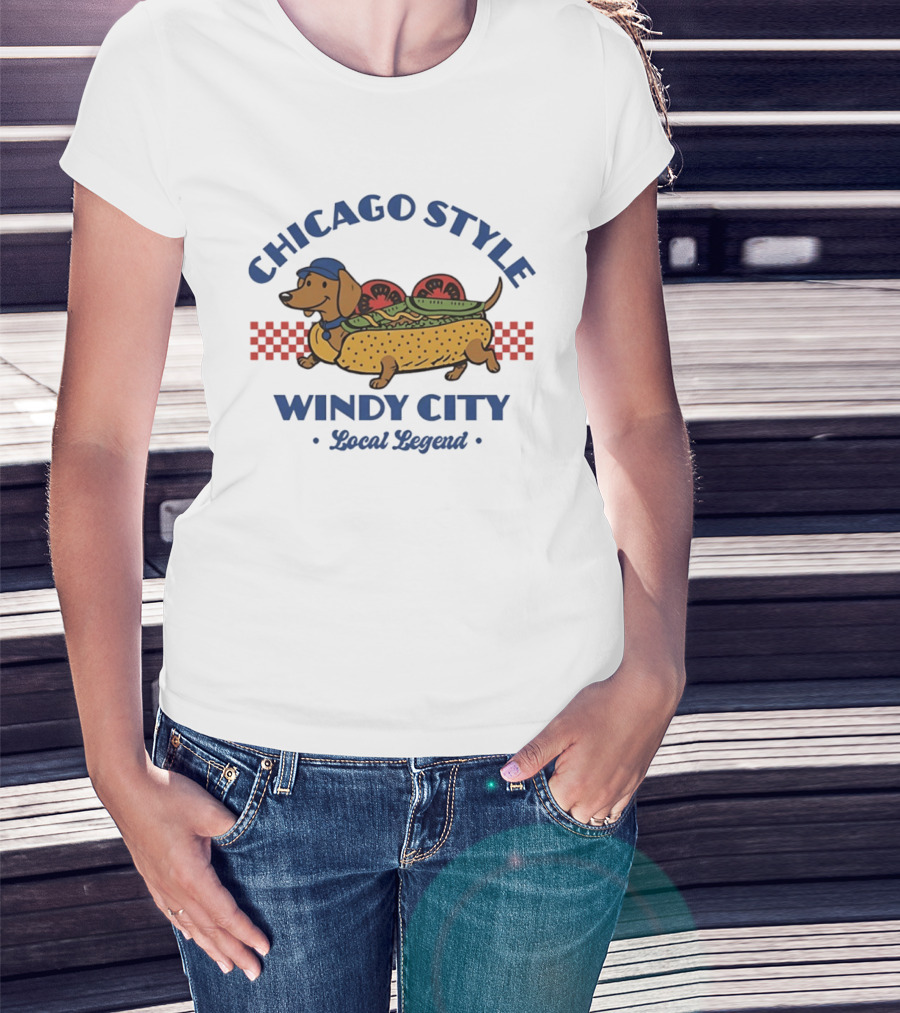 Chicago Style Windy City Local Legend Dachshund Hot Dog T-Shirt