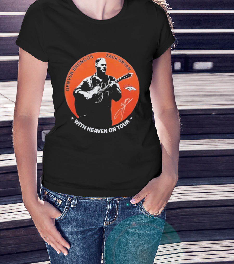 Denver Broncos 2026 Zach Bryan With Heaven On Tour Football Collaboration T-Shirt