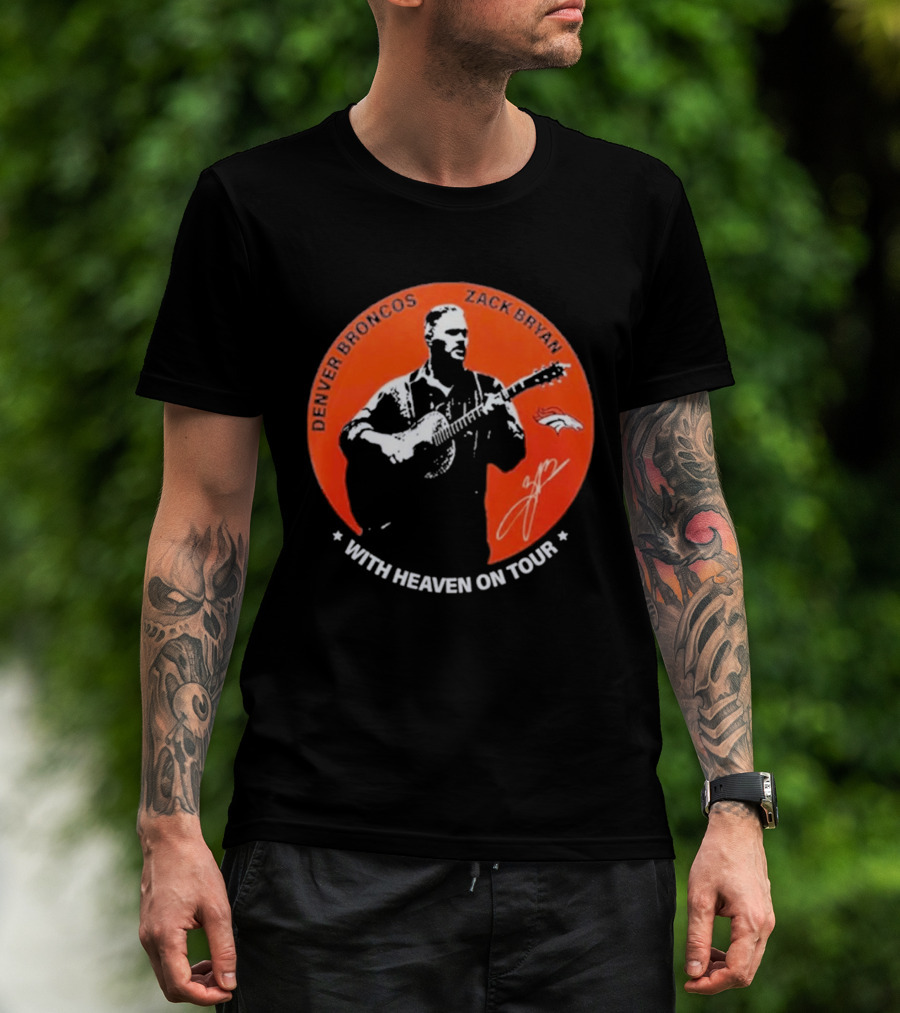 Denver Broncos 2026 Zach Bryan With Heaven On Tour Football Collaboration T-Shirt
