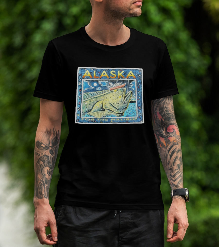 Alaska For The Halibut Fishing Adventure Under Moonlit Sky T-Shirt