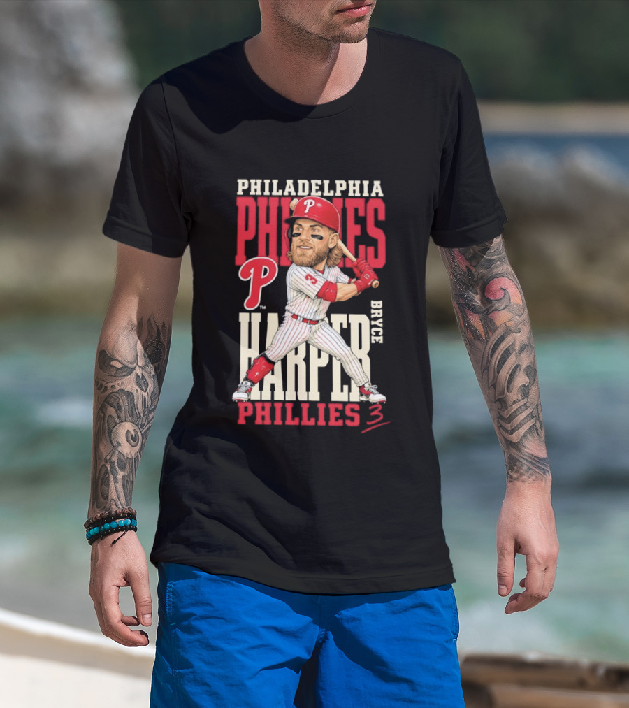 Philadelphia Phillies Bryce Harper 3 Caricature 2026 MLB Season T-Shirt