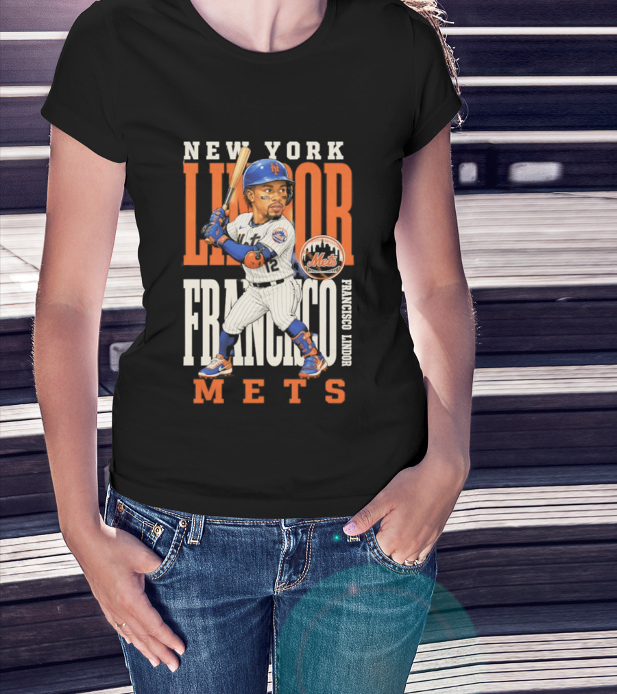 New York Lindor Francisco Mets 2026 Baseball Caricature T-Shirt