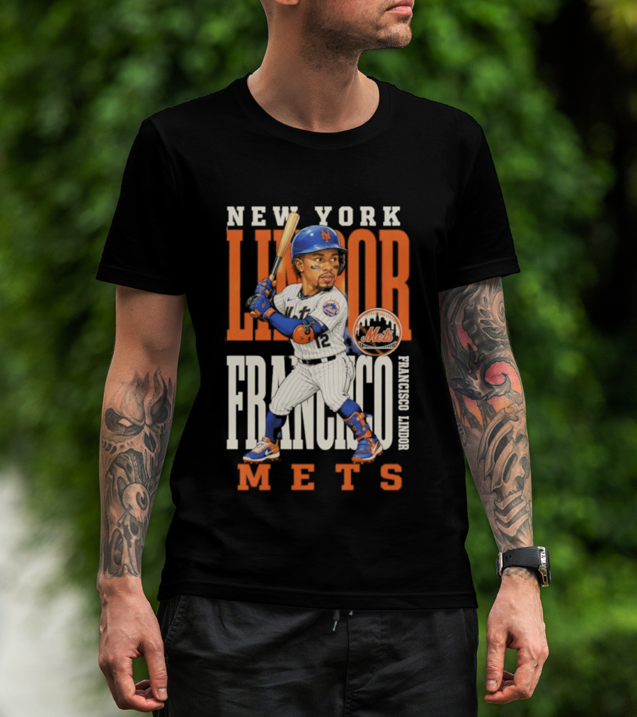 New York Lindor Francisco Mets 2026 Baseball Caricature T-Shirt